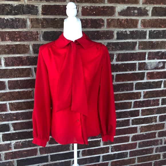 Vintage Lady Arrow Red Secretary Top Sz 12 Small - Picture 1 of 7